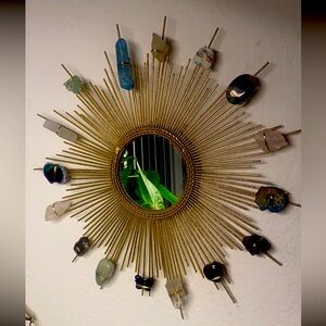 Alectrona Sunburst Crystal Wall Hanging Mirror